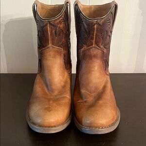 Women's Tan Leather Western Ankle Booties made in Mexico